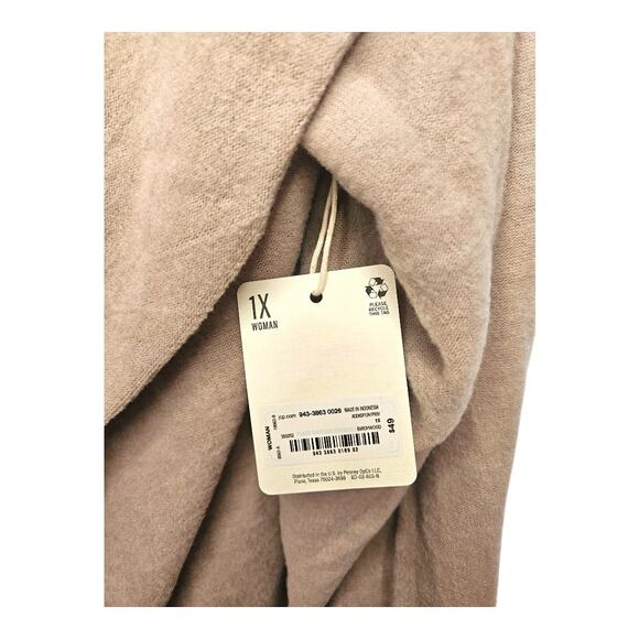 NEW ANA Women's Plus Size Fleece Cowl Neck Top with 3/4 Sleeves Brown (Size: 1X) - Picture 4 of 6